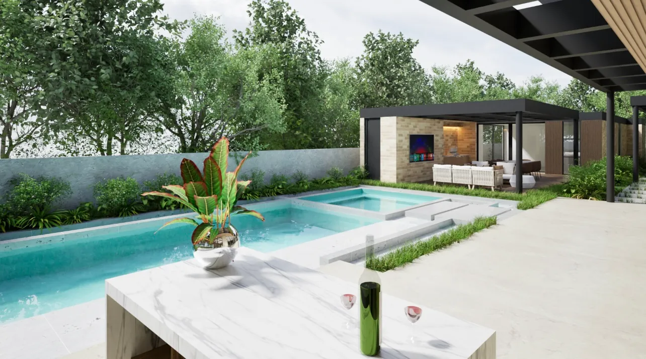 Zona de piscina y deck