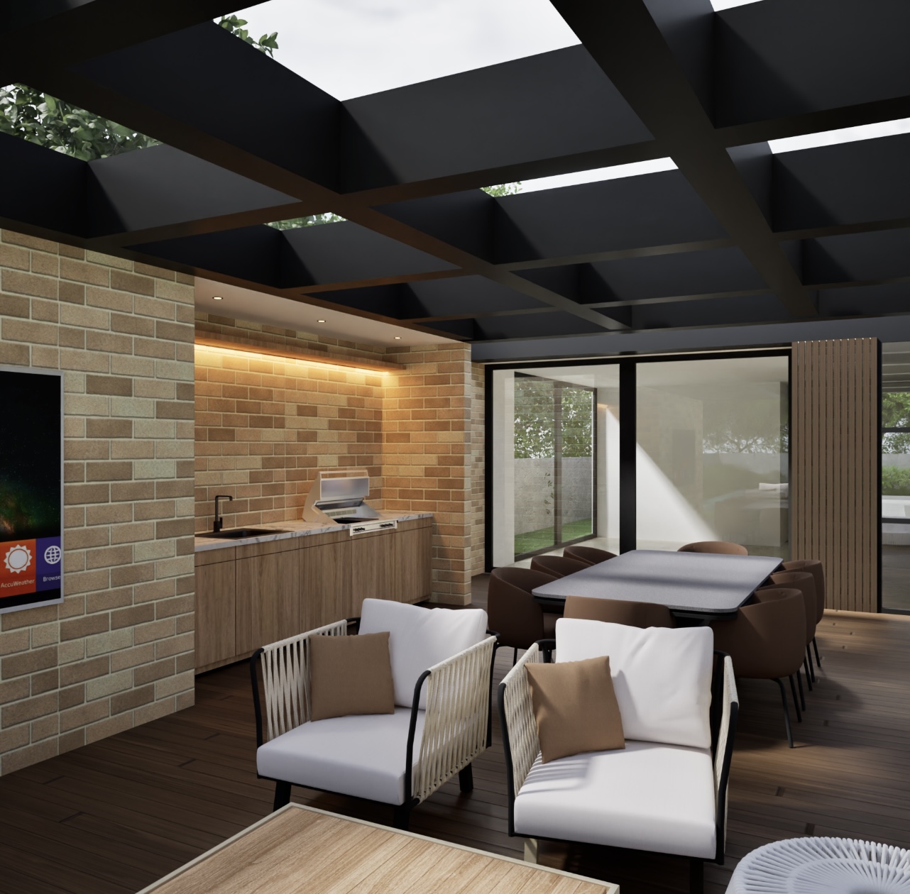 Terraza con cocina exterior — Casa Residencial 01