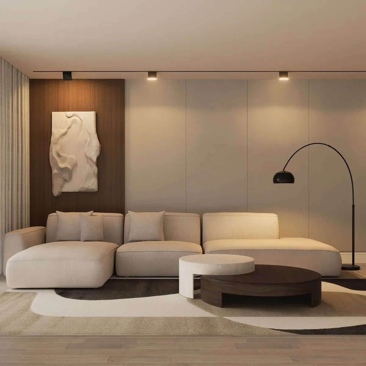 Living con escultura mural