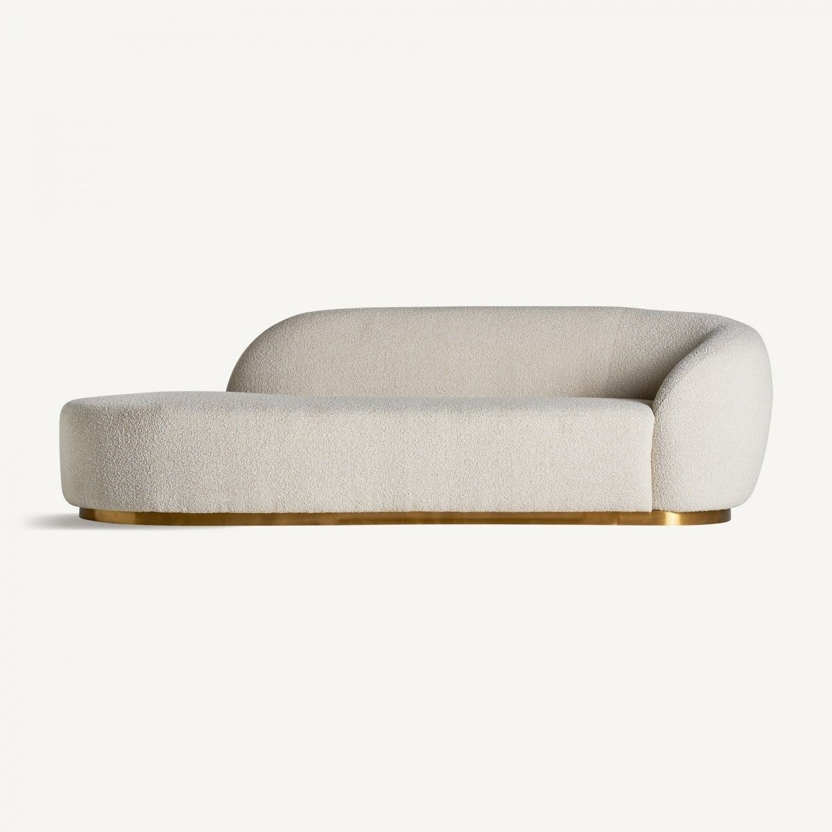 Chaise lounge bouclé con base dorada